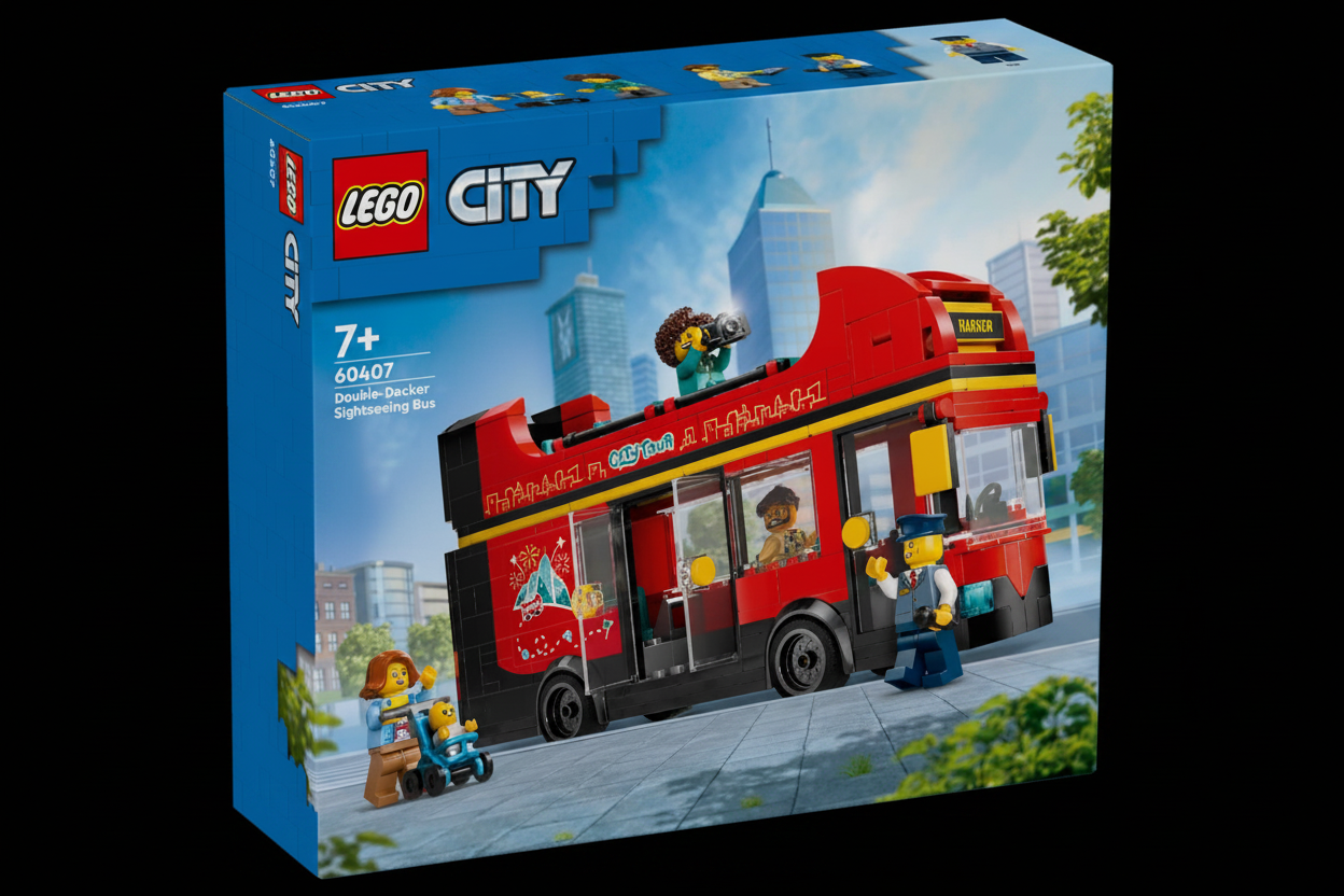LEGO City Red Double-Decker Sightseeing Bus 60407 front box
