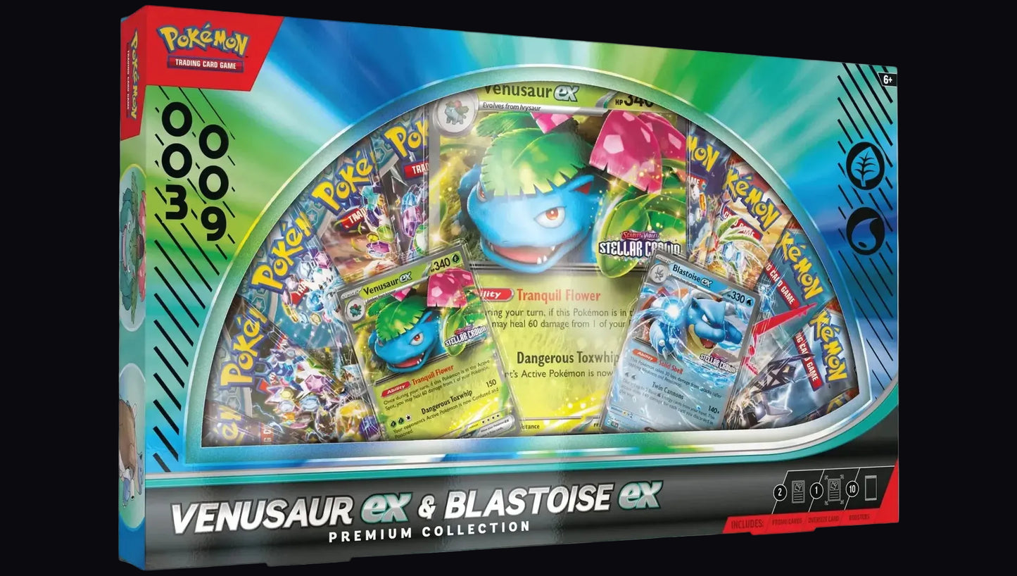 Pokémon TCG: Stellar Crown Venusaur ex & Blastoise ex Premium Collection