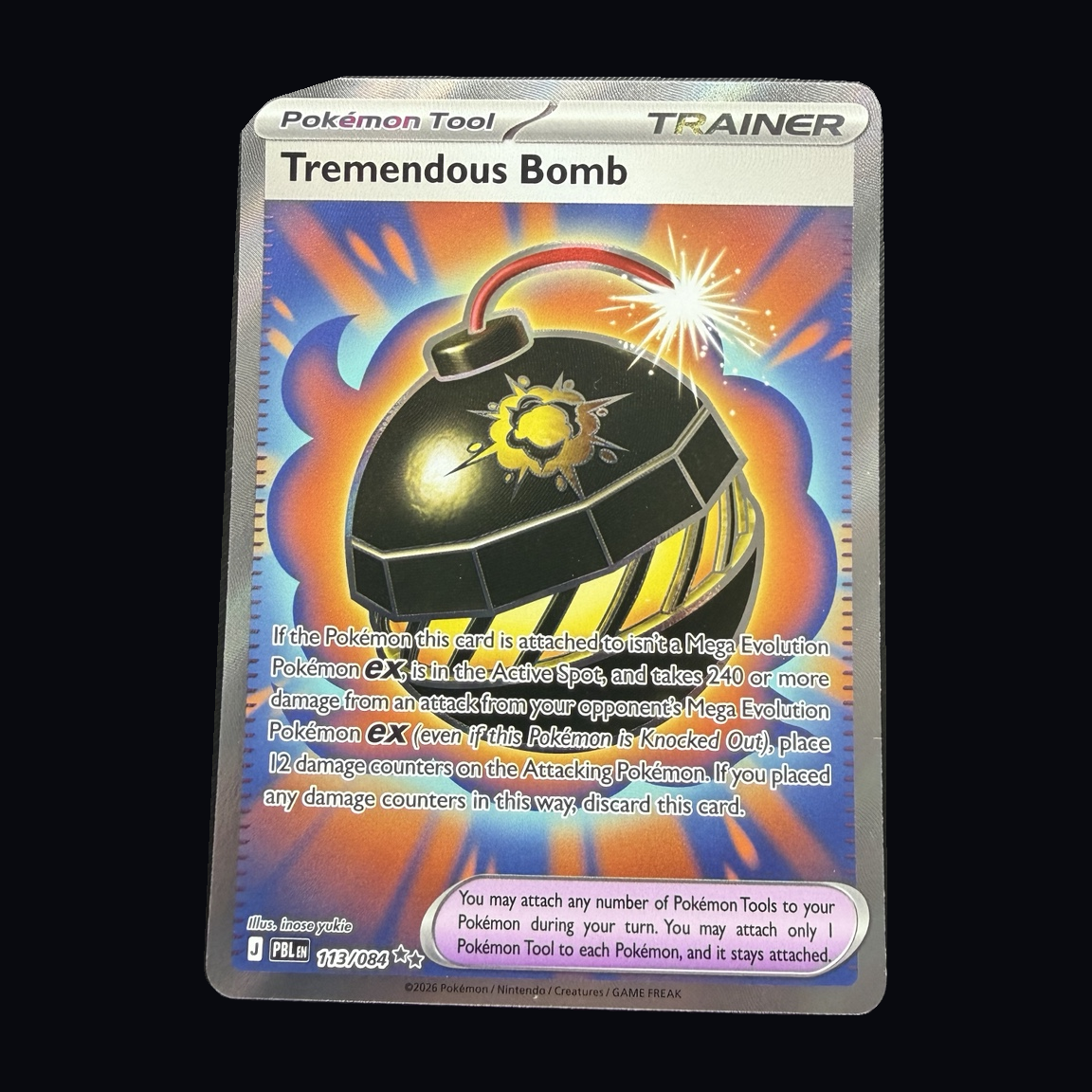 Pokémon: Tremendous Bomb 113/084 – Pitch Black – Near Mint – actual front