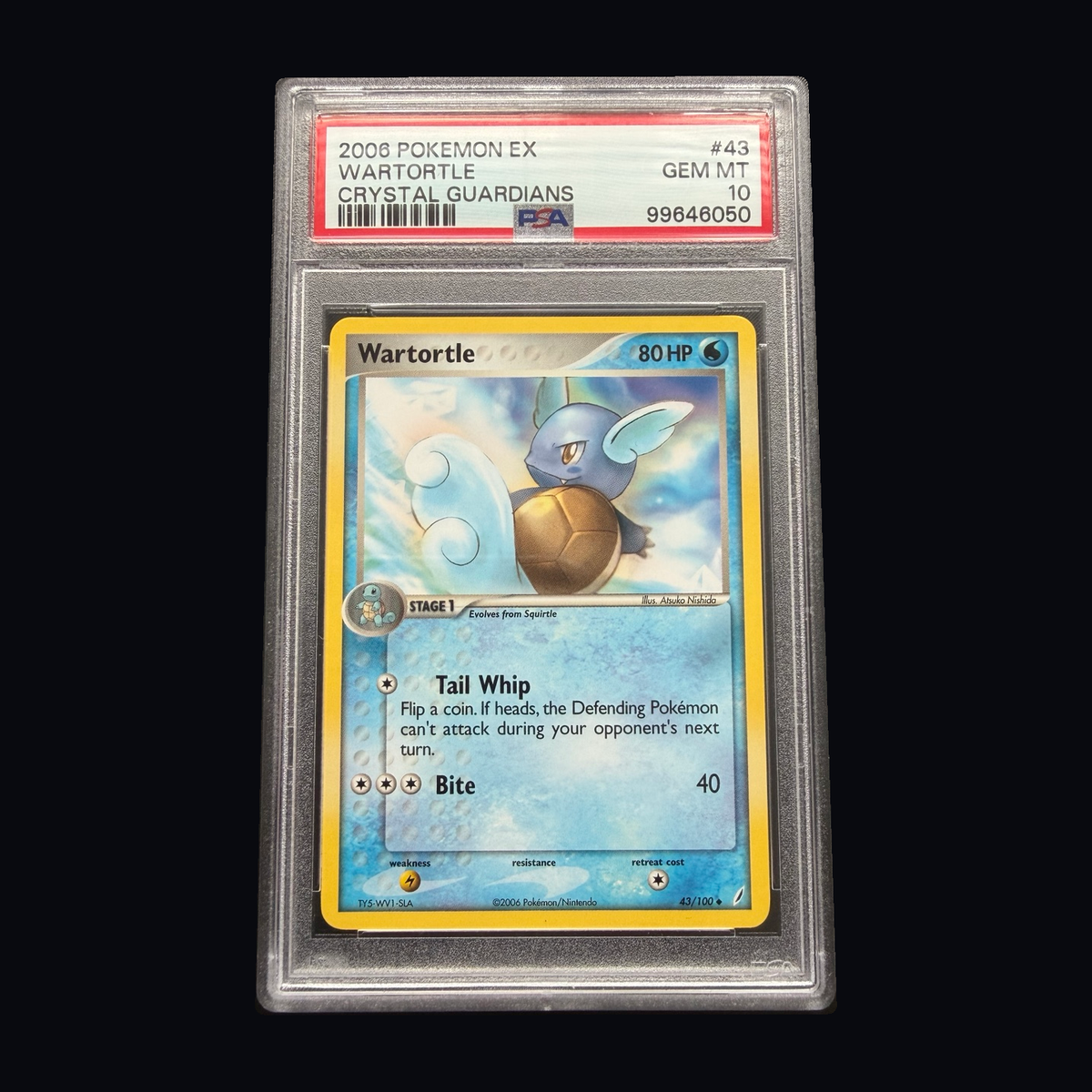 Pokémon: Wartortle 43/100 – EX Crystal Guardians – PSA 10 – actual front